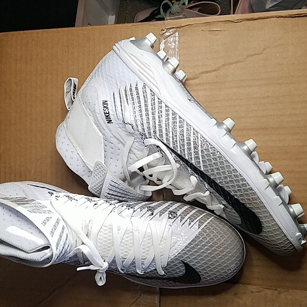 Nike Force Lunarbeast Elite TD Football Cleats Size 14.5 White/Silver 779422-100